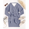image:imageZESICA Womens Long Batwing Sleeve Wrap V Neck Sweater DressBlue