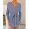 image:imageZESICA Womens Long Batwing Sleeve Wrap V Neck Sweater DressBlue