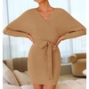 image:imageZESICA Womens Long Batwing Sleeve Wrap V Neck Sweater DressCamel