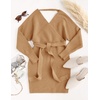image:imageZESICA Womens Long Batwing Sleeve Wrap V Neck Sweater DressCamel