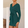 image:imageZESICA Womens Long Batwing Sleeve Wrap V Neck Sweater DressGreen