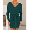 image:imageZESICA Womens Long Batwing Sleeve Wrap V Neck Sweater DressGreen