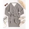 image:imageZESICA Womens Long Batwing Sleeve Wrap V Neck Sweater DressGrey