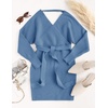 image:imageZESICA Womens Long Batwing Sleeve Wrap V Neck Sweater DressMidnightblue