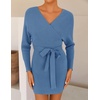 image:imageZESICA Womens Long Batwing Sleeve Wrap V Neck Sweater DressMidnightblue