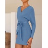 image:imageZESICA Womens Long Batwing Sleeve Wrap V Neck Sweater DressMidnightblue