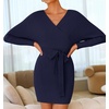 image:imageZESICA Womens Long Batwing Sleeve Wrap V Neck Sweater DressNavy
