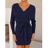 image:imageZESICA Womens Long Batwing Sleeve Wrap V Neck Sweater DressNavy