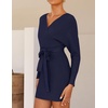 image:imageZESICA Womens Long Batwing Sleeve Wrap V Neck Sweater DressNavy