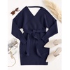 image:imageZESICA Womens Long Batwing Sleeve Wrap V Neck Sweater DressNavy