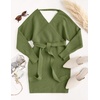 image:imageZESICA Womens Long Batwing Sleeve Wrap V Neck Sweater DressOlive