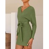 image:imageZESICA Womens Long Batwing Sleeve Wrap V Neck Sweater DressOlive