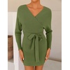 image:imageZESICA Womens Long Batwing Sleeve Wrap V Neck Sweater DressOlive