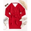 image:imageZESICA Womens Long Batwing Sleeve Wrap V Neck Sweater DressRed