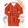 image:imageZESICA Womens Long Batwing Sleeve Wrap V Neck Sweater DressRustred