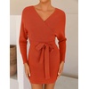 image:imageZESICA Womens Long Batwing Sleeve Wrap V Neck Sweater DressRustred