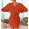 image:imageZESICA Womens Long Batwing Sleeve Wrap V Neck Sweater DressRustred