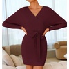 image:imageZESICA Womens Long Batwing Sleeve Wrap V Neck Sweater DressWine