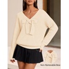 image:imageZESICA Womens Long Sleeve Bow Sweaters Pullover Knit Tops 2026 Fall ClothesApricot