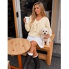 image:imageZESICA Womens Long Sleeve Bow Sweaters Pullover Knit Tops 2026 Fall ClothesApricot