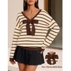image:imageZESICA Womens Long Sleeve Bow Sweaters Pullover Knit Tops 2026 Fall ClothesBeige