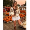 image:imageZESICA Womens Long Sleeve Bow Sweaters Pullover Knit Tops 2026 Fall ClothesBeige