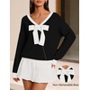 image:imageZESICA Womens Long Sleeve Bow Sweaters Pullover Knit Tops 2026 Fall ClothesBlack