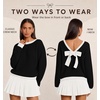 image:imageZESICA Womens Long Sleeve Bow Sweaters Pullover Knit Tops 2026 Fall ClothesBlack