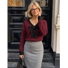 image:imageZESICA Womens Long Sleeve Bow Sweaters Pullover Knit Tops 2026 Fall ClothesBurgundy