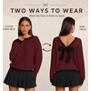 image:imageZESICA Womens Long Sleeve Bow Sweaters Pullover Knit Tops 2026 Fall ClothesBurgundy