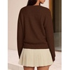 image:imageZESICA Womens Long Sleeve Bow Sweaters Pullover Knit Tops 2026 Fall ClothesCoffee
