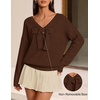 image:imageZESICA Womens Long Sleeve Bow Sweaters Pullover Knit Tops 2026 Fall ClothesCoffee