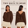 image:imageZESICA Womens Long Sleeve Bow Sweaters Pullover Knit Tops 2026 Fall ClothesCoffee