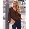 image:imageZESICA Womens Long Sleeve Bow Sweaters Pullover Knit Tops 2026 Fall ClothesCoffee