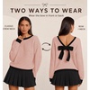 image:imageZESICA Womens Long Sleeve Bow Sweaters Pullover Knit Tops 2026 Fall ClothesPink