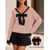 image:imageZESICA Womens Long Sleeve Bow Sweaters Pullover Knit Tops 2026 Fall ClothesPink
