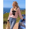 image:imageZESICA Womens Long Sleeve Bow Sweaters Pullover Knit Tops 2026 Fall ClothesPink