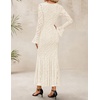 image:imageZESICA Womens Long Sleeve Floral Lace Cocktail Wedding Guest Maxi DressesBeige