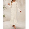 image:imageZESICA Womens Long Sleeve Floral Lace Cocktail Wedding Guest Maxi DressesBeige