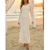 image:imageZESICA Womens Long Sleeve Floral Lace Cocktail Wedding Guest Maxi DressesBeige
