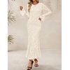 image:imageZESICA Womens Long Sleeve Floral Lace Cocktail Wedding Guest Maxi DressesBeige