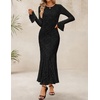 image:imageZESICA Womens Long Sleeve Floral Lace Cocktail Wedding Guest Maxi DressesBlack