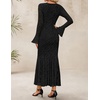 image:imageZESICA Womens Long Sleeve Floral Lace Cocktail Wedding Guest Maxi DressesBlack