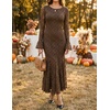 image:imageZESICA Womens Long Sleeve Floral Lace Cocktail Wedding Guest Maxi DressesCoffee