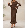 image:imageZESICA Womens Long Sleeve Floral Lace Cocktail Wedding Guest Maxi DressesCoffee