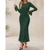 image:imageZESICA Womens Long Sleeve Floral Lace Cocktail Wedding Guest Maxi DressesDarkgreen