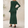 image:imageZESICA Womens Long Sleeve Floral Lace Cocktail Wedding Guest Maxi DressesDarkgreen