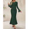 image:imageZESICA Womens Long Sleeve Floral Lace Cocktail Wedding Guest Maxi DressesDarkgreen