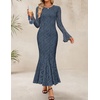 image:imageZESICA Womens Long Sleeve Floral Lace Cocktail Wedding Guest Maxi DressesDustyblue