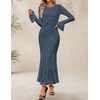 image:imageZESICA Womens Long Sleeve Floral Lace Cocktail Wedding Guest Maxi DressesDustyblue